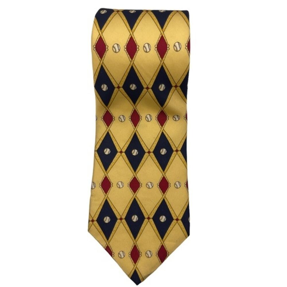 Tommy Hilfiger Vintage Baseball Neck Tie Italian Silk 4”